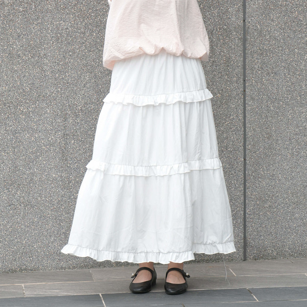 荷葉邊蛋糕長裙（2色）