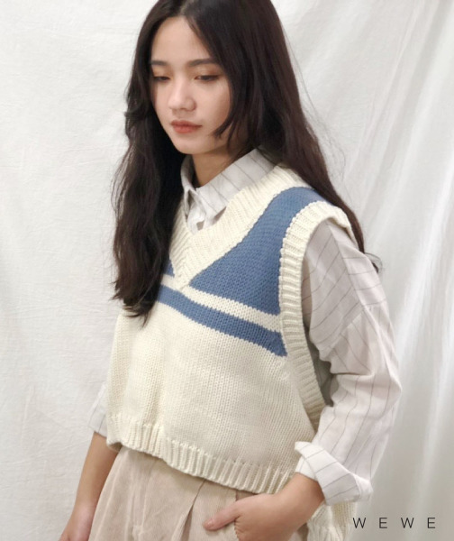 藍白條紋馬甲背心