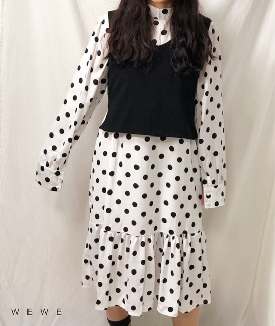 兩件式馬甲點點洋裝