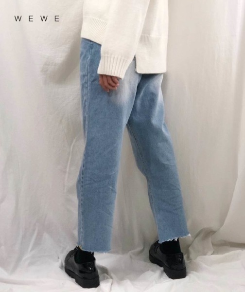 韓版直筒九分牛仔褲