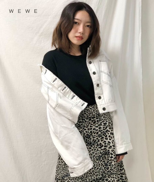 白色短版牛仔外套