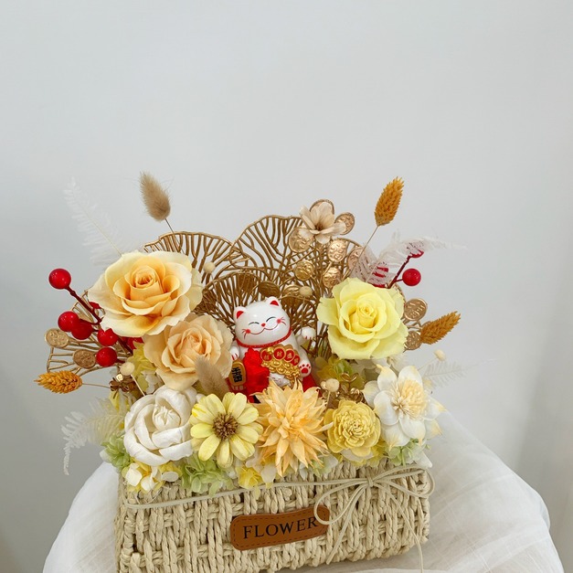 招財貓花籃<可代寫賀卡>