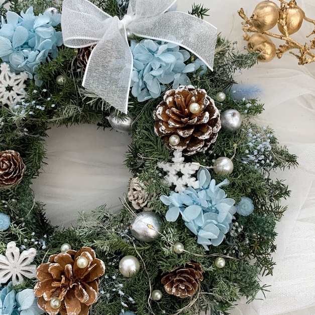 聖誕花圈-藍<可代寫賀卡>