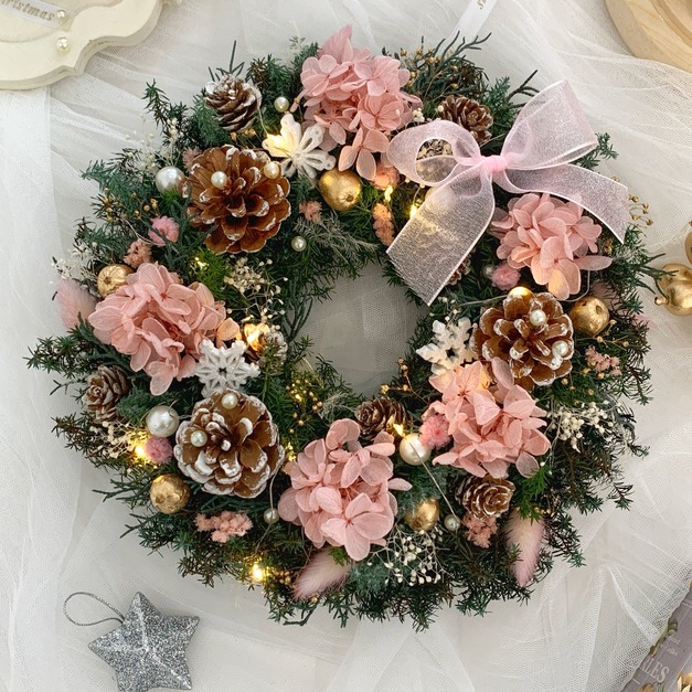 聖誕花圈-粉<可代寫賀卡>