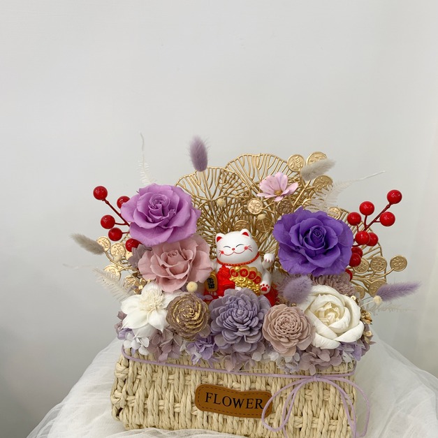 招財貓花籃<可代寫賀卡>