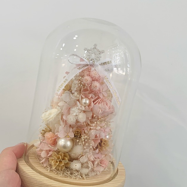聖誕樹玻璃罩 粉 <可代寫賀卡>