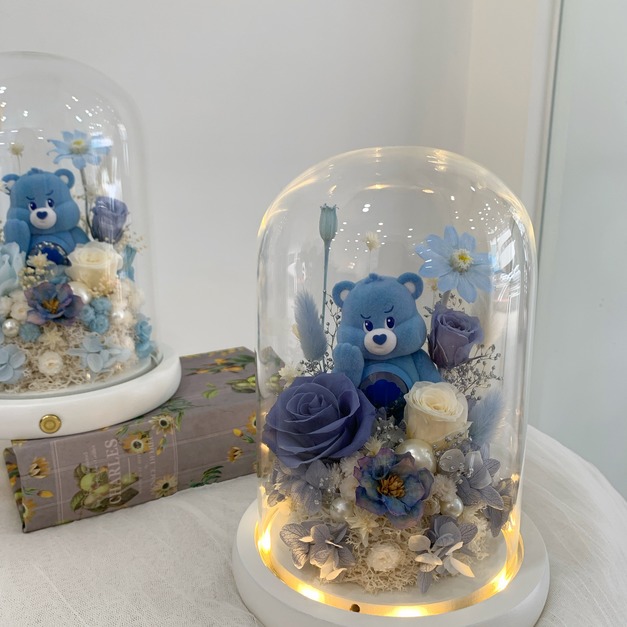 【北屯現貨】彩虹熊永生玻璃盅 深藍(玻璃罩)