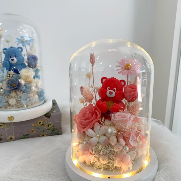 【北屯現貨】彩虹熊永生玻璃盅 紅(玻璃罩)