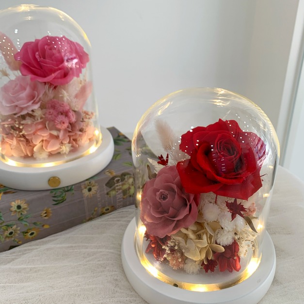【三民現貨】永生玫瑰玻璃盅(玻璃罩) 紅色
