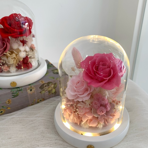 【三民現貨】永生玫瑰玻璃盅(玻璃罩) 粉色