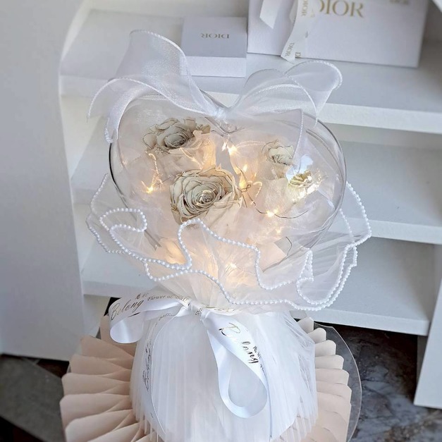 【北屯現貨】愛心波波球永生花束