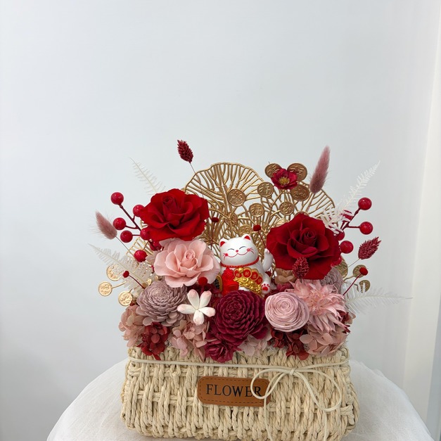 【北屯現貨】招財貓花籃