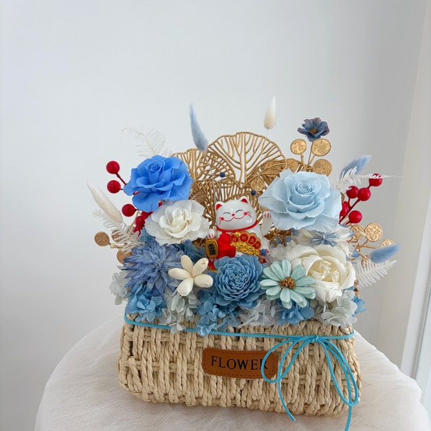 【潭子現貨】招財貓花籃