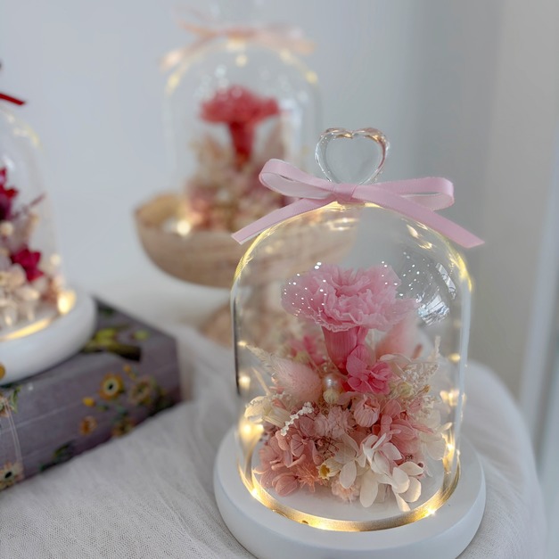 【三民現貨】康乃馨玻璃罩 淺粉