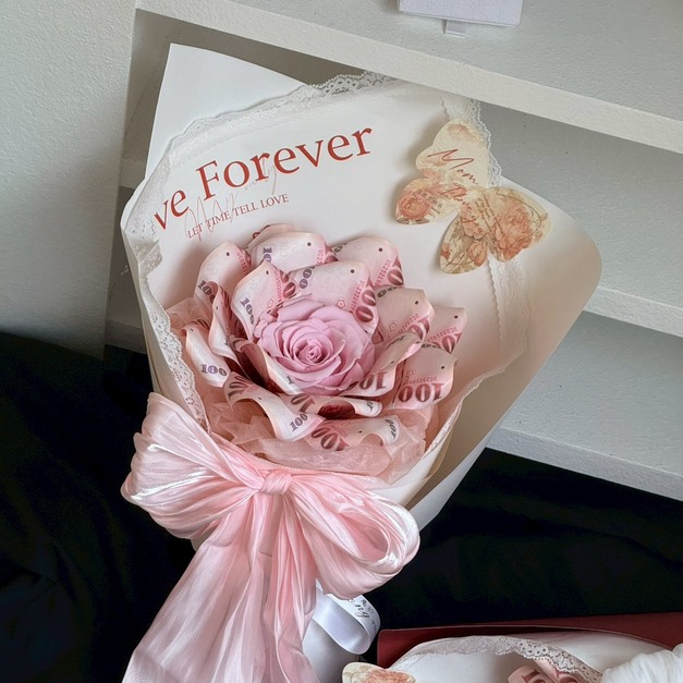 【北屯現貨】歲月紅妝鈔票花束-粉