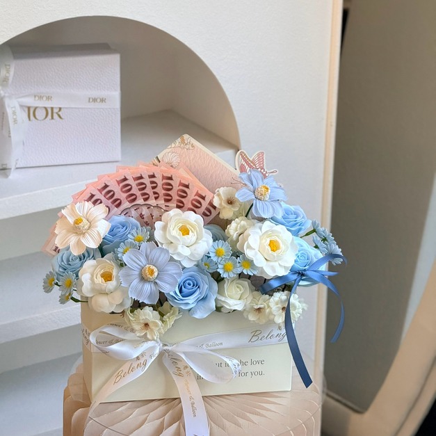 【北屯現貨】花境信封錢錢花 藍<含1000現金>