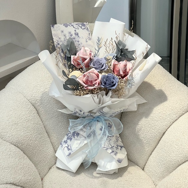 【北區加盟店現貨】三朵錢錢花束<含900現金>