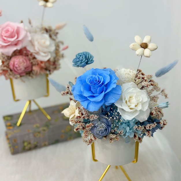 【北屯現貨】小高腳盆花 藍