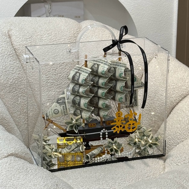 【北屯現貨】一帆風順招財船-美金寶箱款<含30元美金>