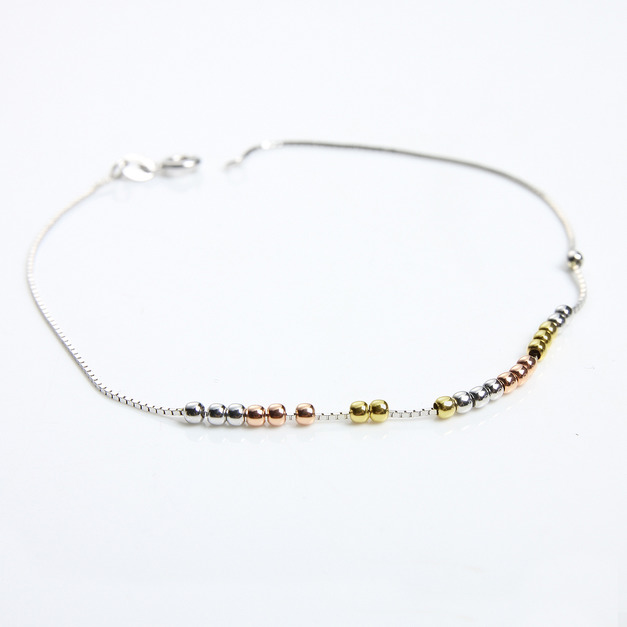 585K金｜三色珠腳鍊 a56-a56-1