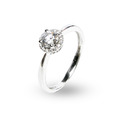 925純銀｜圓形四爪鋯石鑽戒 ZR075