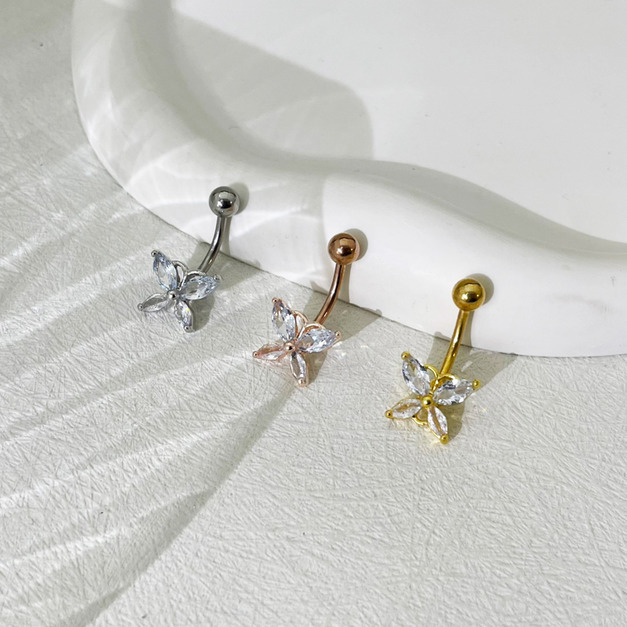 316L鋼｜閃耀蝴蝶肚臍環 s7848-s7848A-s7848B