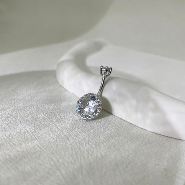 316L鋼｜爪鑽大圓排鑽肚臍環 s7146