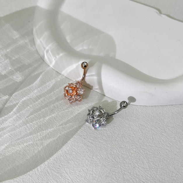 316L鋼｜立體花朵肚臍環 s781-s781-1