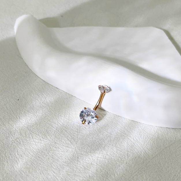 316L鋼｜三角抓圓鑽肚臍環 s750-6