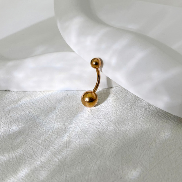 316L鋼｜素面大小球肚臍環 s7118B