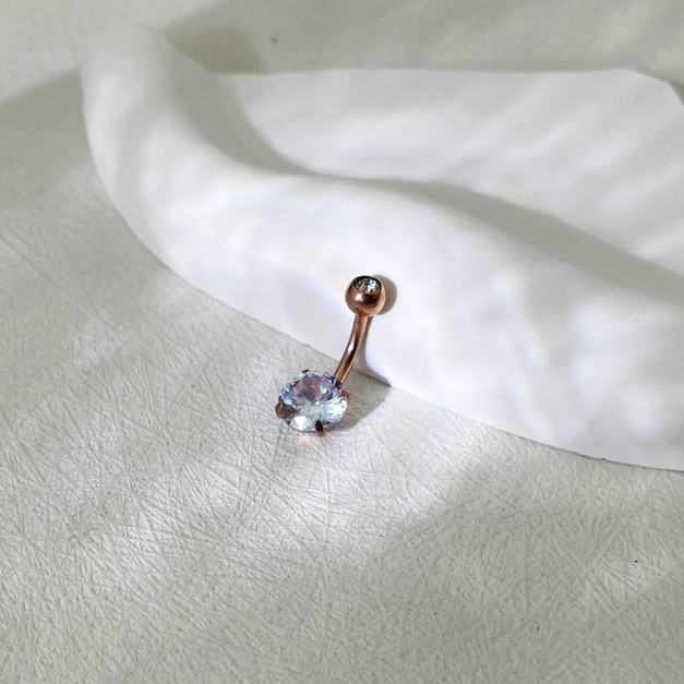 316L鋼｜四角抓白鑽肚臍環 s776-2