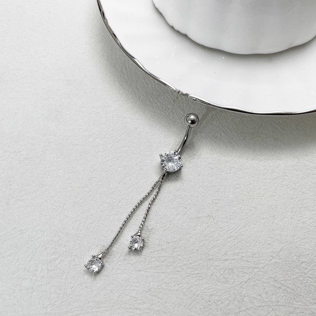 316L鋼｜優雅雙線肚臍環 s7156