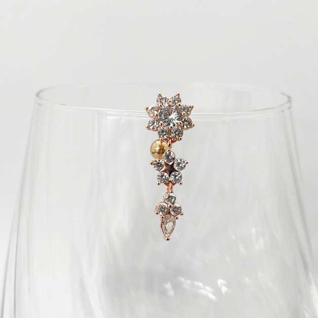 316L鋼｜垂吊華麗花朵肚臍環 s791A-1