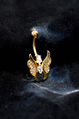 316L鋼｜閃耀蝴蝶肚臍環(金) TBBU58