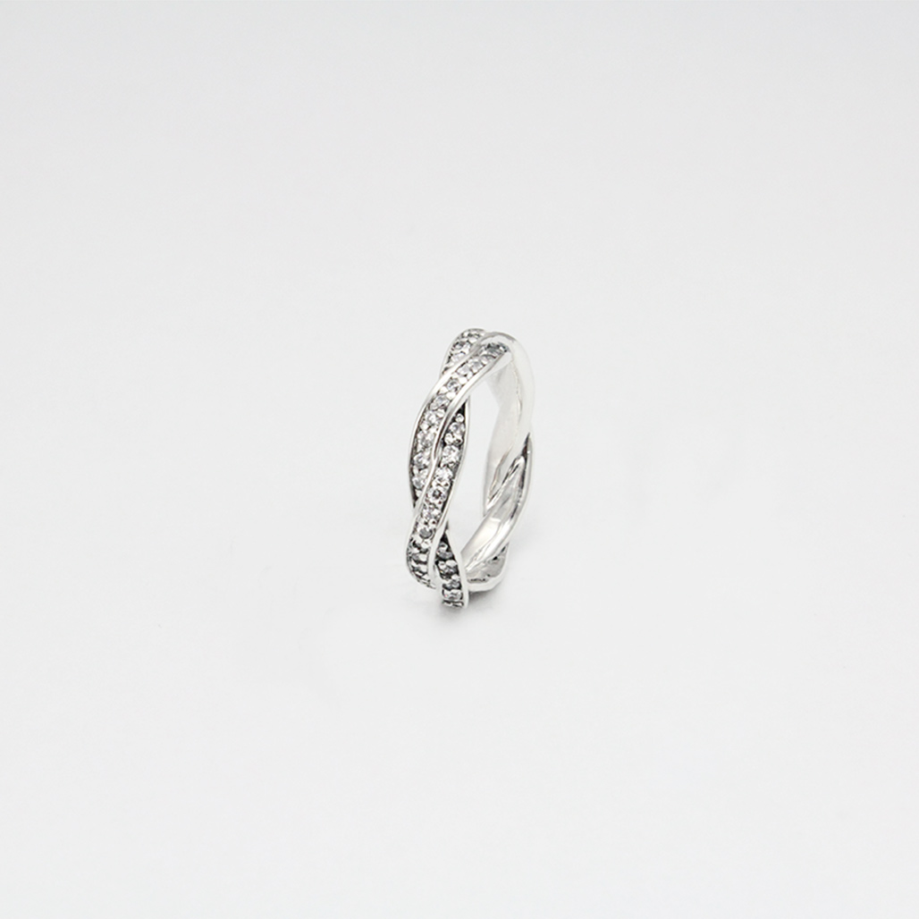 925純銀｜排鑽辮子戒指 r92038