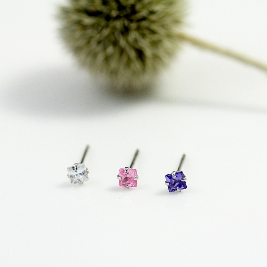 585K金｜四方鑽耳環 e500000110-1-111-112