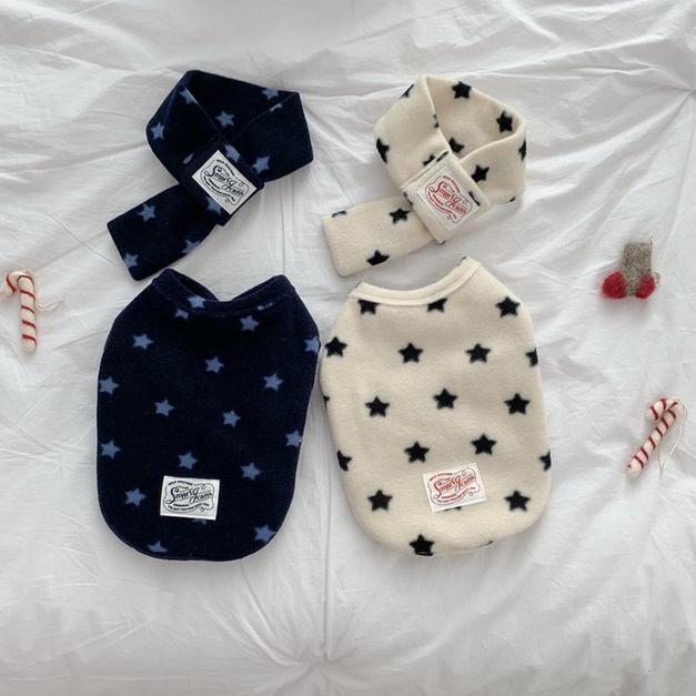 Merry muah | 星星刷毛背心＋圍巾套裝⭐🧣