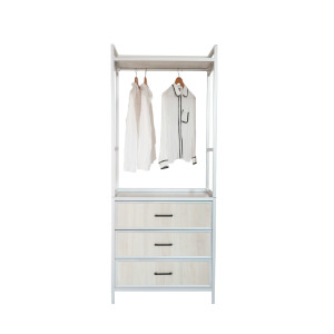 【Cabini小飛象】工業風三抽衣櫃(銀白)