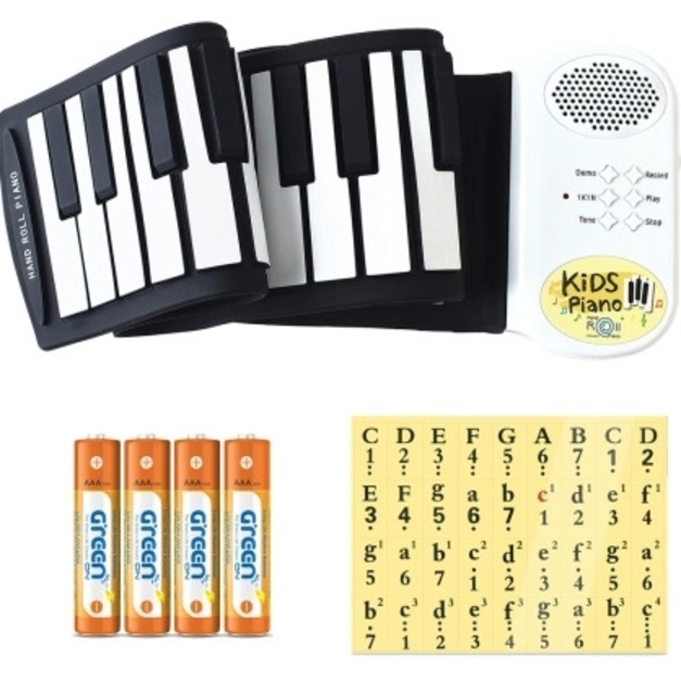 【山野樂器】49鍵手捲鋼琴 兒童電子琴 贈超鹼電池4入組/簡譜貼紙