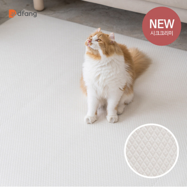 韓國製 dfang迪邦 奈米膜耐抓寵物遊戲地墊-加厚款別緻奶油  (180x140cm7mm整片式)