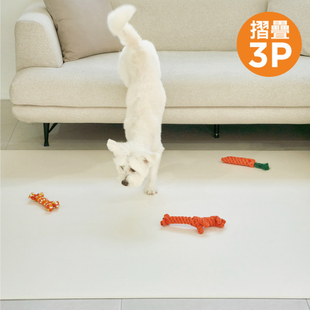 「韓國同步第三代 」dfang迪邦 Micro Emboss 系列寵物地墊-Soft Grey 亞麻灰 (摺疊3P 180x140x0.5cm)