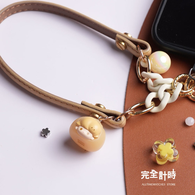 【ALL TIME 完全計時】《泡泡馬特》 正版萌粒 真皮手機掛繩 DIMOO小籠包