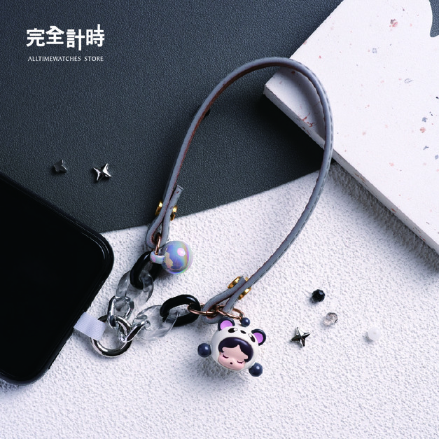【ALL TIME 完全計時】《泡泡馬特》 正版萌粒 真皮手機掛繩sp熊貓