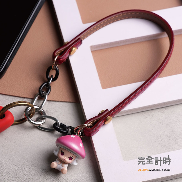 【ALL TIME 完全計時】《泡泡馬特》 正版萌粒 真皮手機掛繩   Molly 蘑菇精靈