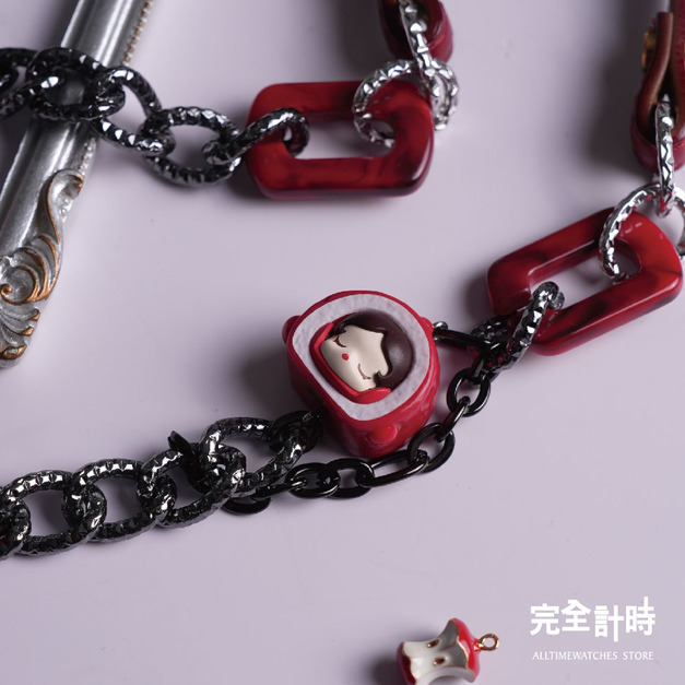 【ALL TIME 完全計時】《泡泡馬特》 正版萌粒 真皮手機掛繩 長繩 紅絲絨奶油捲