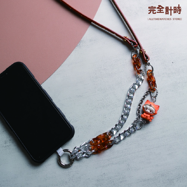 【ALL TIME 完全計時】《泡泡馬特》 正版萌粒 真皮手機掛繩 長繩 睡衣小狐狸