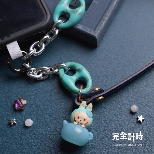 【ALL TIME 完全計時】《泡泡馬特》 正版萌粒 真皮手機掛繩 LABUBU得閒飲茶