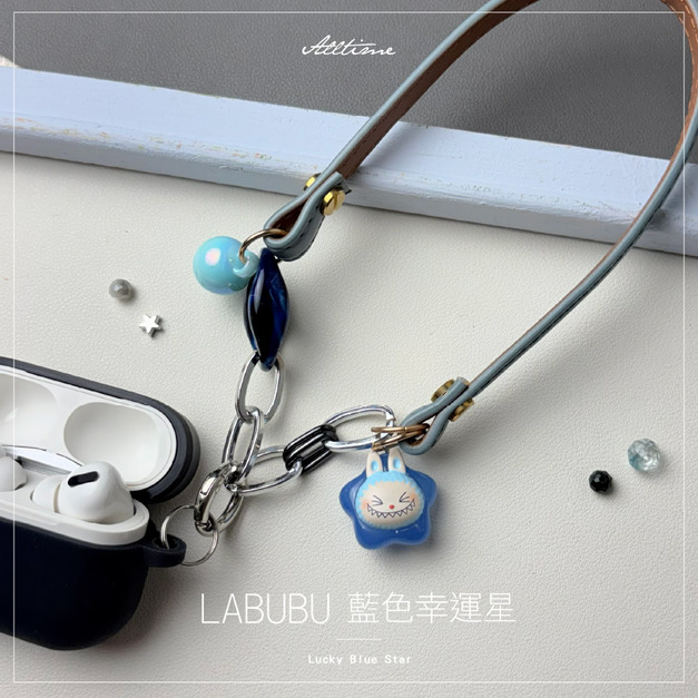 【ALL TIME 完全計時】《泡泡馬特》 正版萌粒 真皮手機掛繩  labubu幸運星
