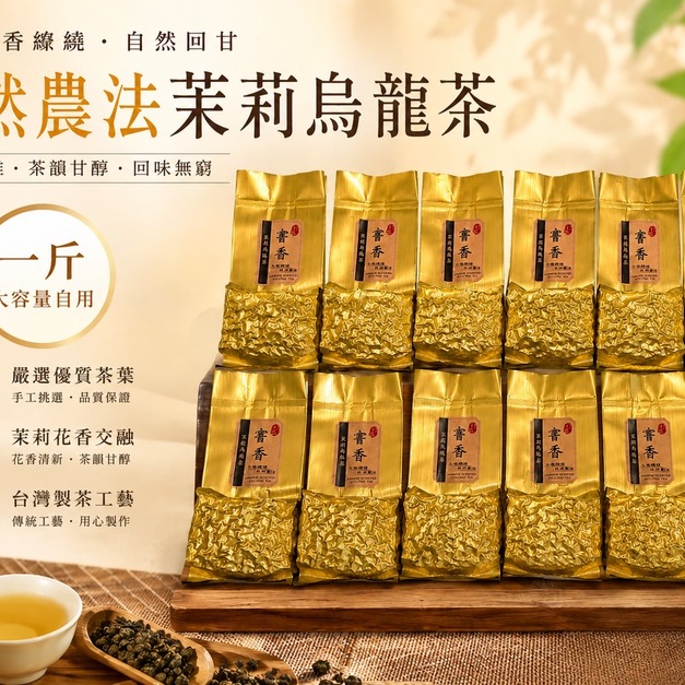 【窨香】友善環境自然農法茉莉烏龍茶一斤（600g)