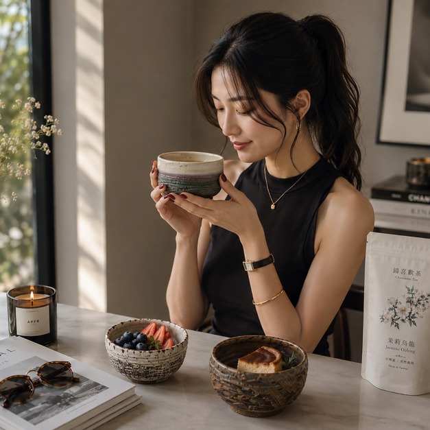 梁世昌作品 【土地公的湖景厝】陶茶碗（附錦盒與提袋）